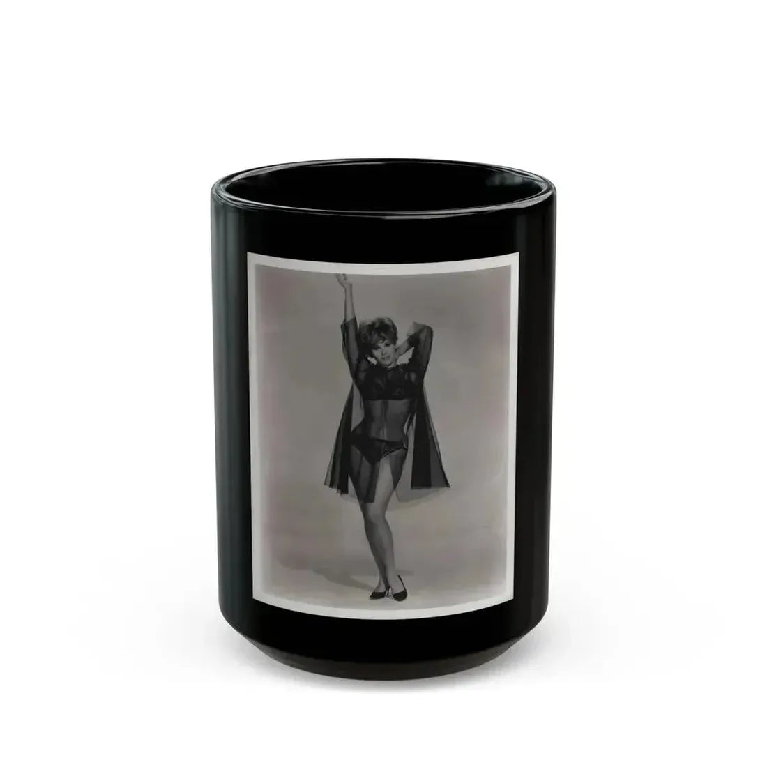 Jill St. John #335 - 8x10 B&W 60's Era HQ Reprint Photo (Vintage Female Icon) Black Coffee Mug 15oz - Go Mug Yourself