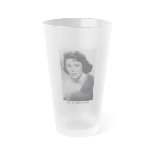 Jill St. John #337 - 1 Small B&W Glamour Portrait on Page 21 from DE LACH Dutch Dutch Movie Star Magzine 4-24-1959 (Vintage Female Icon) Frosted Pint Glass 16oz 16oz Frosted - Go Mug Yourself