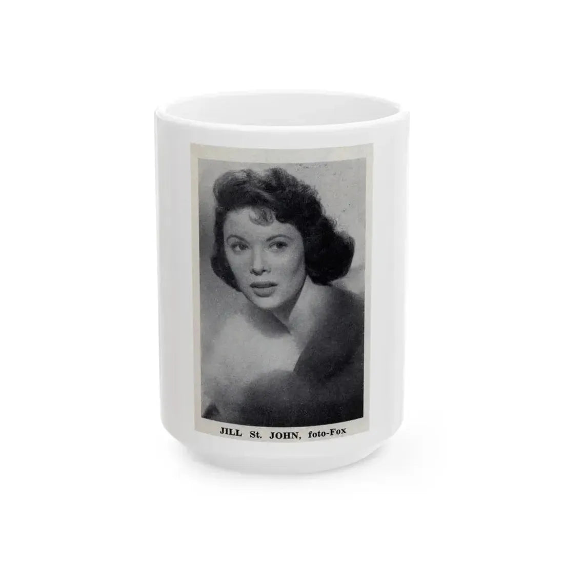 Jill St. John #337 - 1 Small B&W Glamour Portrait on Page 21 from DE LACH Dutch Dutch Movie Star Magzine 4-24-1959 (Vintage Female Icon) White Coffee Mug 15oz - Go Mug Yourself