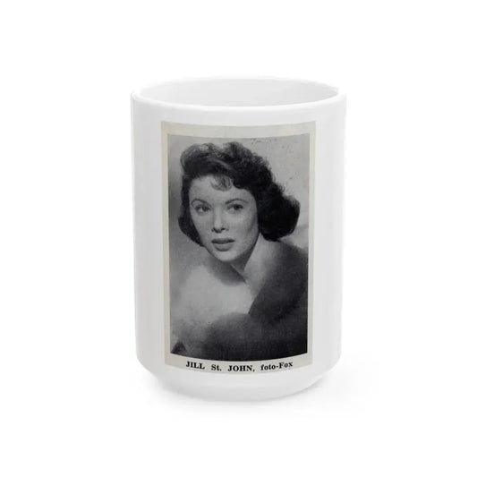 Jill St. John #337 - 1 Small B&W Glamour Portrait on Page 21 from DE LACH Dutch Dutch Movie Star Magzine 4-24-1959 (Vintage Female Icon) White Coffee Mug 15oz - Go Mug Yourself