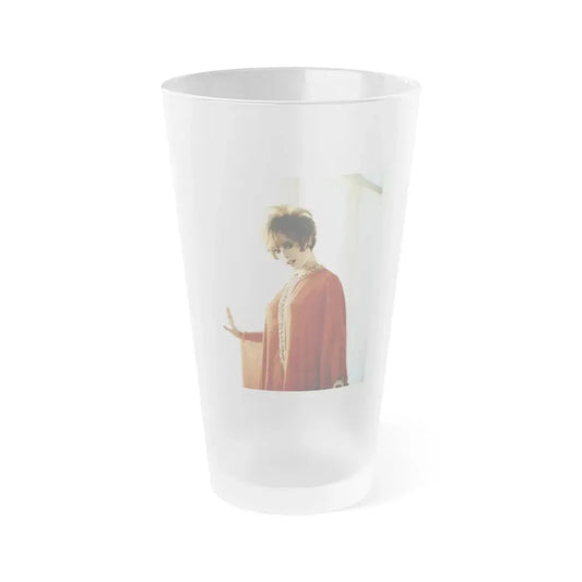Jill St. John #339 - 8x10 Color HQ Negative Re-Strike see through orange Gown visible boobs and nipples (Vintage Female Icon) Frosted Pint Glass 16oz 16oz Frosted - Go Mug Yourself
