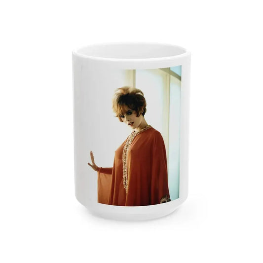 Jill St. John #339 - 8x10 Color HQ Negative Re-Strike see through orange Gown visible boobs and nipples (Vintage Female Icon) White Coffee Mug 15oz - Go Mug Yourself