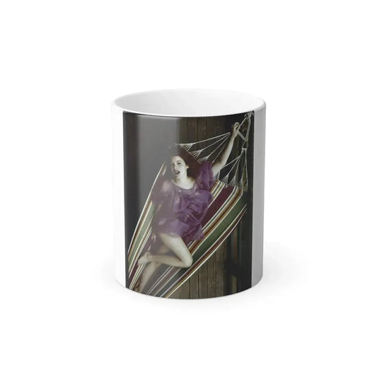 Jill St. John #339 - 8x10 Color HQ Negative Re-Strike see through some pinkish purple linergie gown barefoot in Hammack (Vintage Female Icon) Color Changing Coffee Mug 11oz - Go Mug Yourself