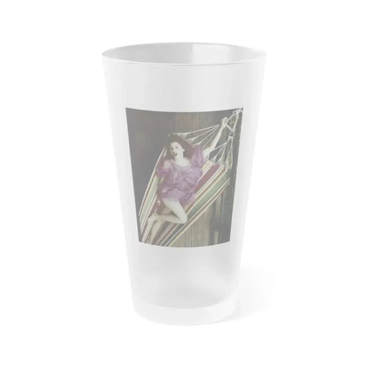 Jill St. John #339 - 8x10 Color HQ Negative Re-Strike see through some pinkish purple linergie gown barefoot in Hammack (Vintage Female Icon) Frosted Pint Glass 16oz 16oz Frosted - Go Mug Yourself