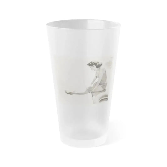Jill St. John #341 - Vintage 8x10 B&W 1-Piece Swimsuit Cheesecake Photo Barefoot '58 or '59 (Vintage Female Icon) Frosted Pint Glass 16oz 16oz Frosted - Go Mug Yourself