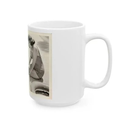 Jill St. John #341 - Vintage 8x10 B&W 1-Piece Swimsuit Cheesecake Photo Barefoot '58 or '59 (Vintage Female Icon) White Coffee Mug - Go Mug Yourself