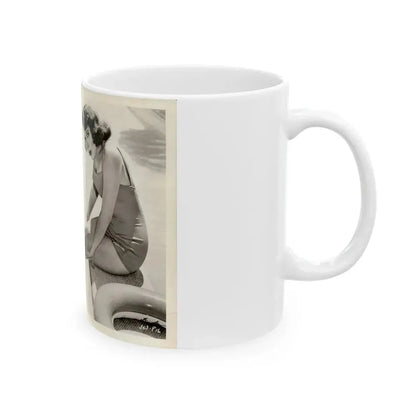 Jill St. John #341 - Vintage 8x10 B&W 1-Piece Swimsuit Cheesecake Photo Barefoot '58 or '59 (Vintage Female Icon) White Coffee Mug - Go Mug Yourself