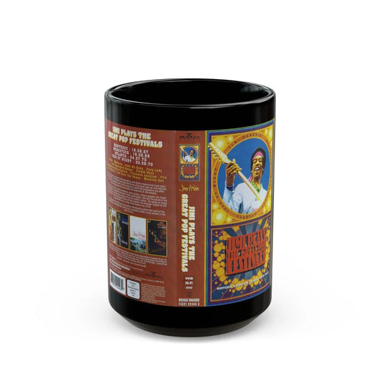 JIMI PLAYS THE GREAT POP FESTIVALS (VHS COVER) - Black Coffee Mug-15oz-Go Mug Yourself