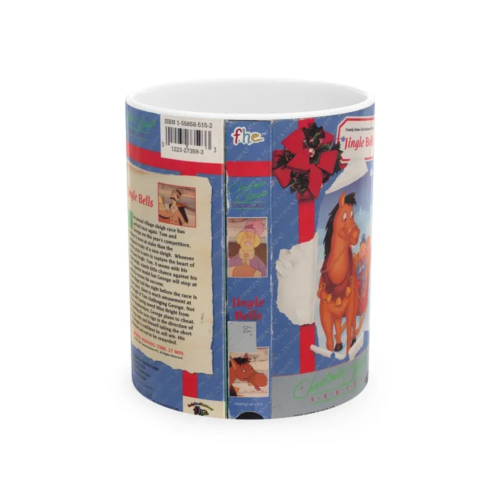 JINGLE BELLS FAMILY HOME ENTERTAINMENT (VHS COVER) - White Coffee Mug 11oz - Go Mug Yourself