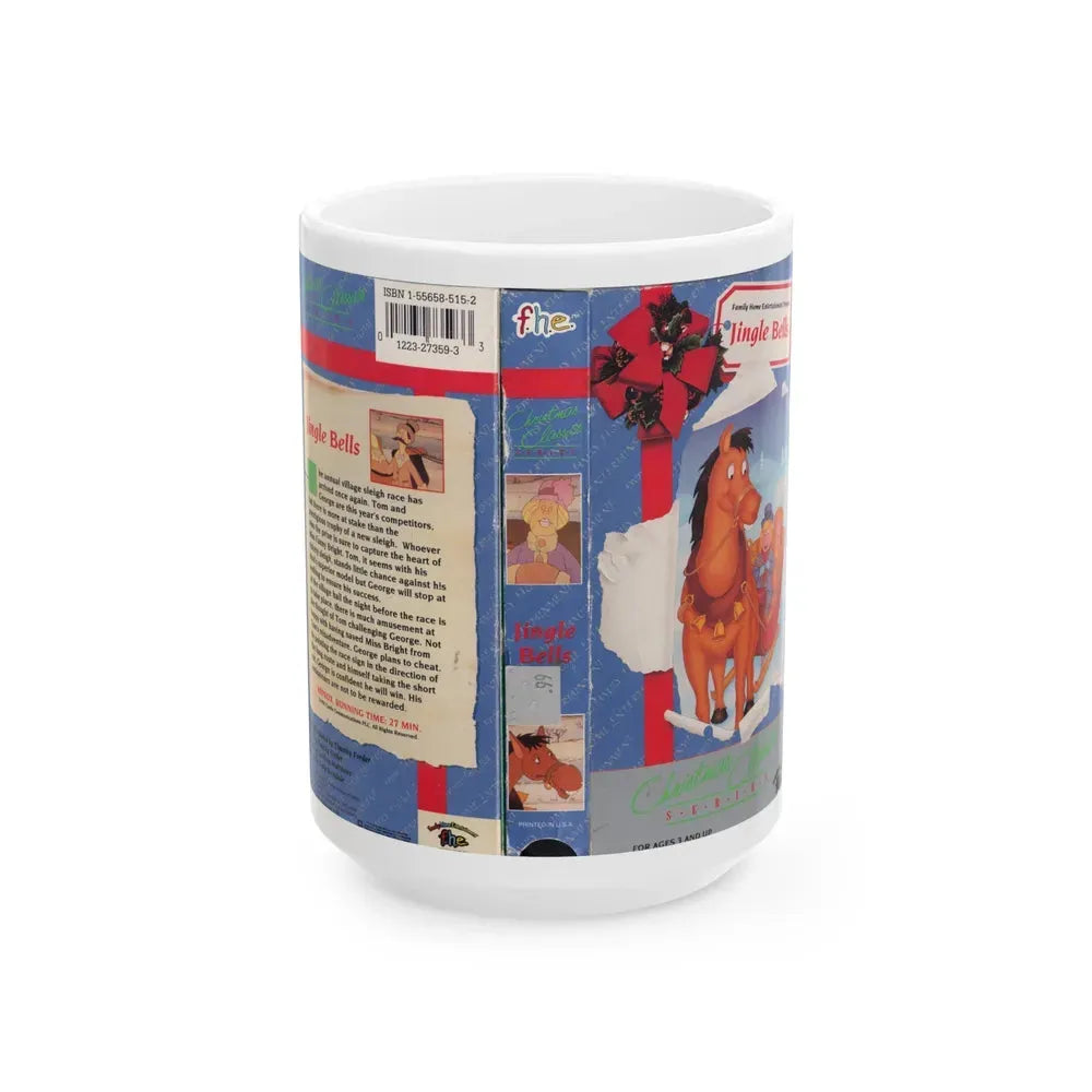 JINGLE BELLS FAMILY HOME ENTERTAINMENT (VHS COVER) - White Coffee Mug 15oz - Go Mug Yourself
