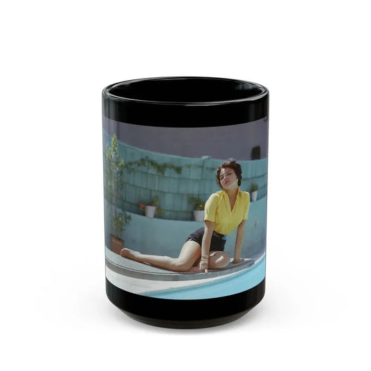 Joan Collins #02 (Vintage Female Icon) Black Coffee Mug 15oz - Go Mug Yourself