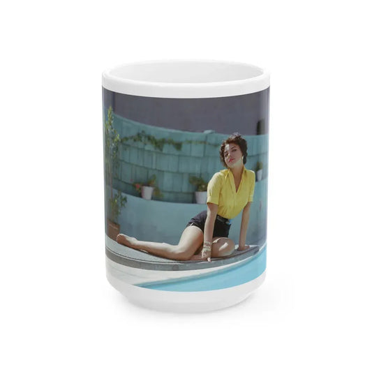 Joan Collins #02 (Vintage Female Icon) White Coffee Mug 15oz - Go Mug Yourself