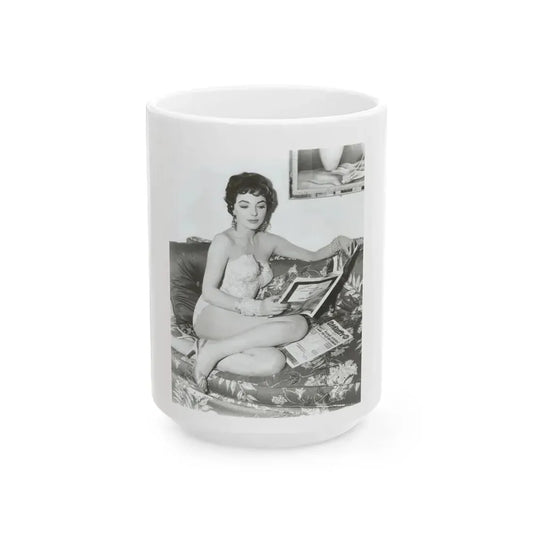 Joan Collins #20 (Vintage Female Icon) White Coffee Mug 15oz - Go Mug Yourself