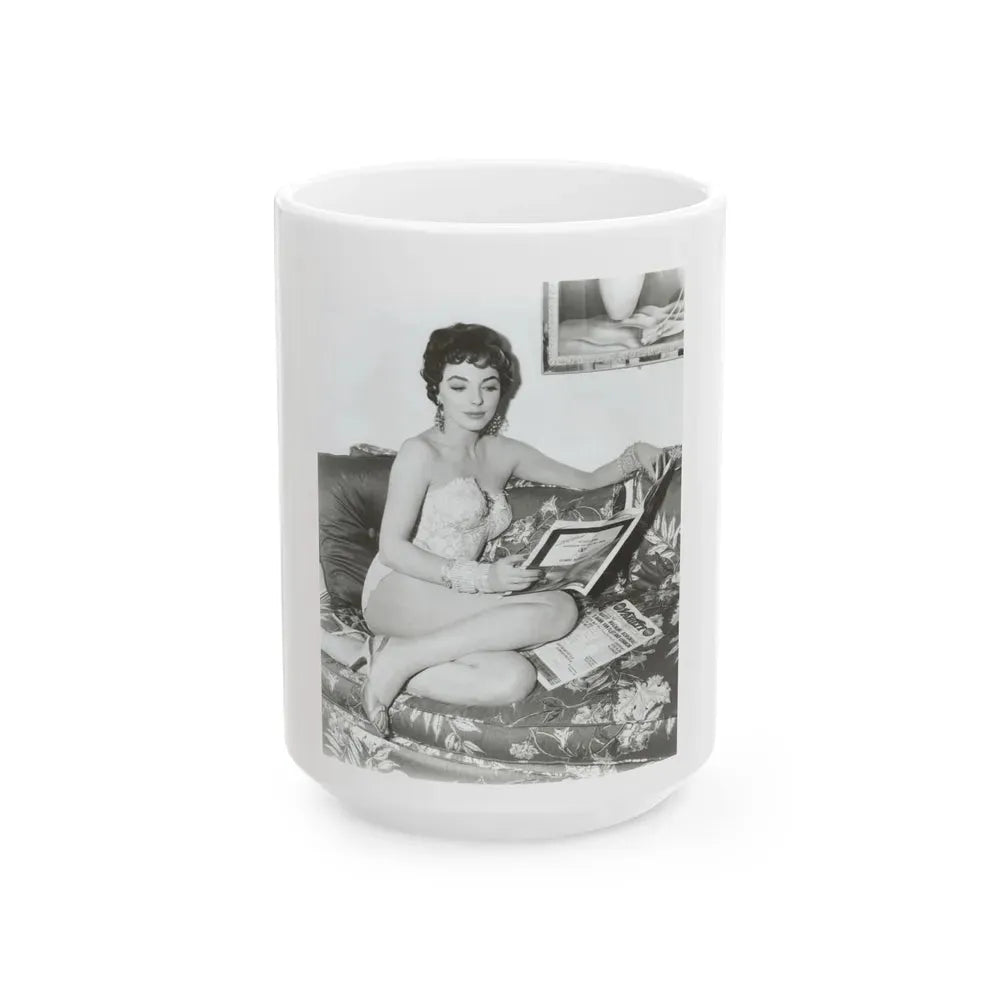 Joan Collins #20 (Vintage Female Icon) White Coffee Mug 15oz - Go Mug Yourself