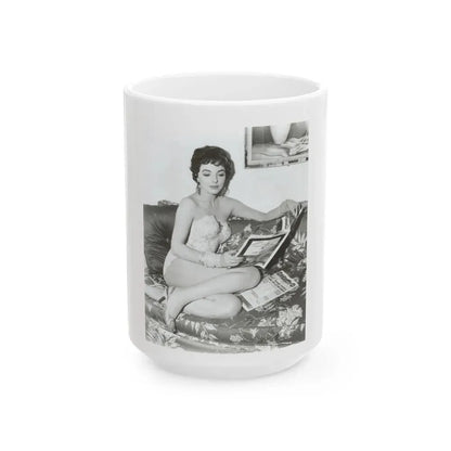 Joan Collins #20 (Vintage Female Icon) White Coffee Mug 15oz - Go Mug Yourself