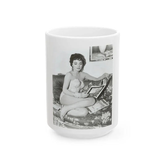Joan Collins #20 (Vintage Female Icon) White Coffee Mug 15oz - Go Mug Yourself