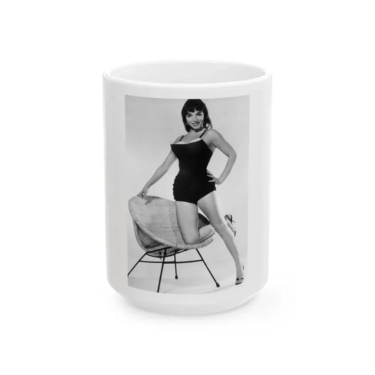 Joan Collins #21 (Vintage Female Icon) White Coffee Mug 15oz - Go Mug Yourself