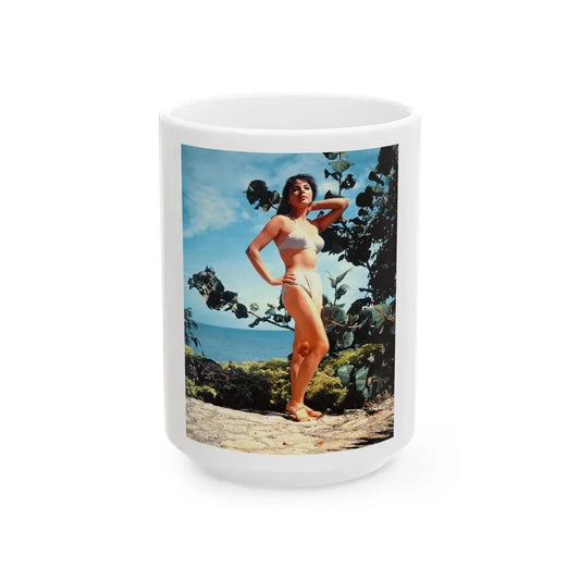 Joan Collins #22 (Vintage Female Icon) White Coffee Mug 15oz - Go Mug Yourself