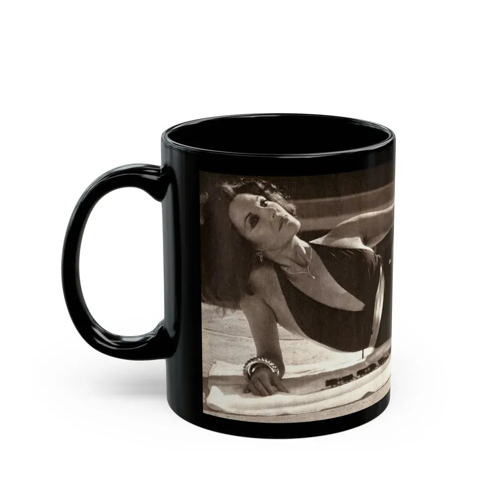 Joan Collins #28 (Vintage Female Icon) Black Coffee Mug - Go Mug Yourself