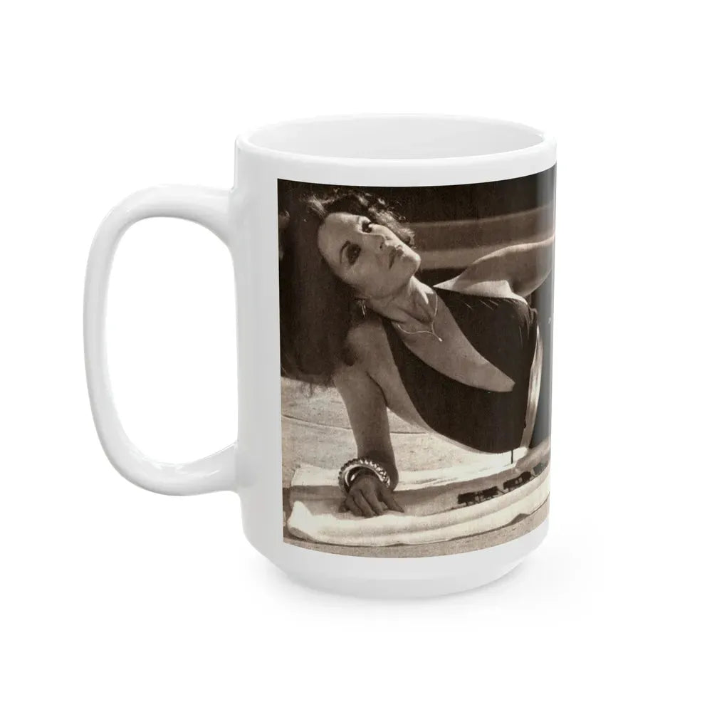Joan Collins #28 (Vintage Female Icon) White Coffee Mug - Go Mug Yourself