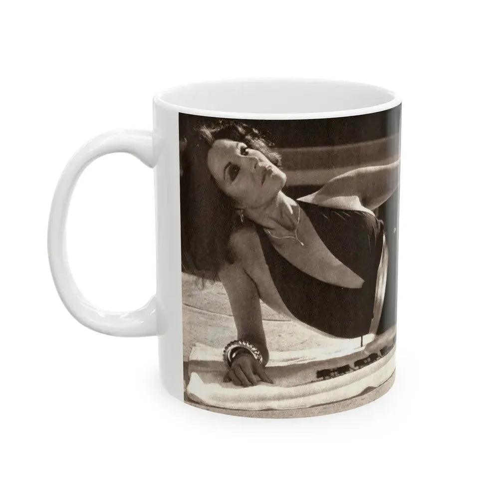 Joan Collins #28 (Vintage Female Icon) White Coffee Mug - Go Mug Yourself