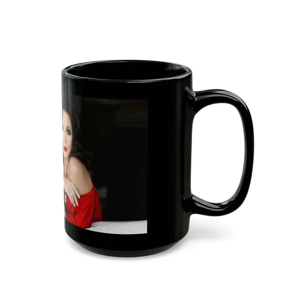 Joan Collins #327 (Vintage Female Icon) Black Coffee Mug - Go Mug Yourself