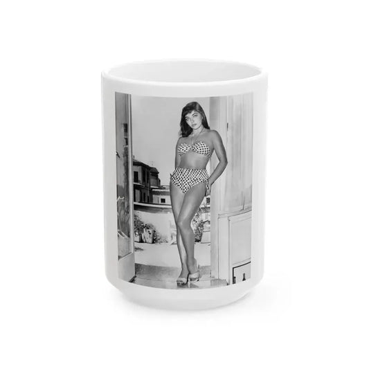Joan Collins #34 (Vintage Female Icon) White Coffee Mug 15oz - Go Mug Yourself