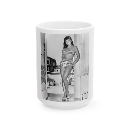 Joan Collins #34 (Vintage Female Icon) White Coffee Mug 15oz - Go Mug Yourself