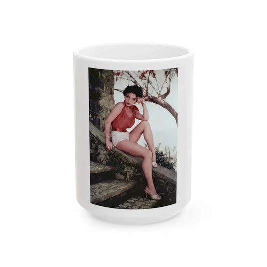 Joan Collins #35 (Vintage Female Icon) White Coffee Mug 15oz - Go Mug Yourself