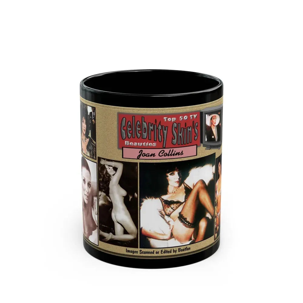 Joan Collins #383 - Montage (Vintage Female Icon) Black Coffee Mug 11oz - Go Mug Yourself