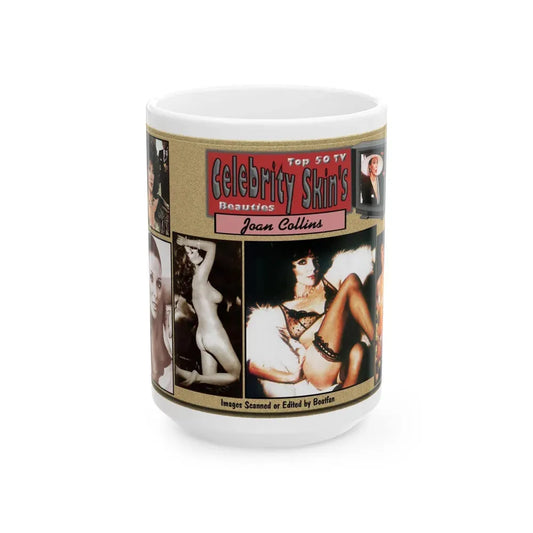 Joan Collins #383 - Montage (Vintage Female Icon) White Coffee Mug 15oz - Go Mug Yourself