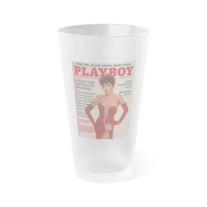 Joan Collins #384 - Playboy Mag. Cover Dec. '83 featuring, Joan on Cover+Spread (Vintage Female Icon) Frosted Pint Glass 16oz 16oz Frosted - Go Mug Yourself