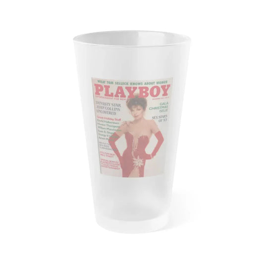Joan Collins #384 - Playboy Mag. Cover Dec. '83 featuring, Joan on Cover+Spread (Vintage Female Icon) Frosted Pint Glass 16oz 16oz Frosted - Go Mug Yourself