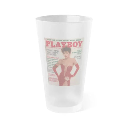Joan Collins #384 - Playboy Mag. Cover Dec. '83 featuring, Joan on Cover+Spread (Vintage Female Icon) Frosted Pint Glass 16oz 16oz Frosted - Go Mug Yourself