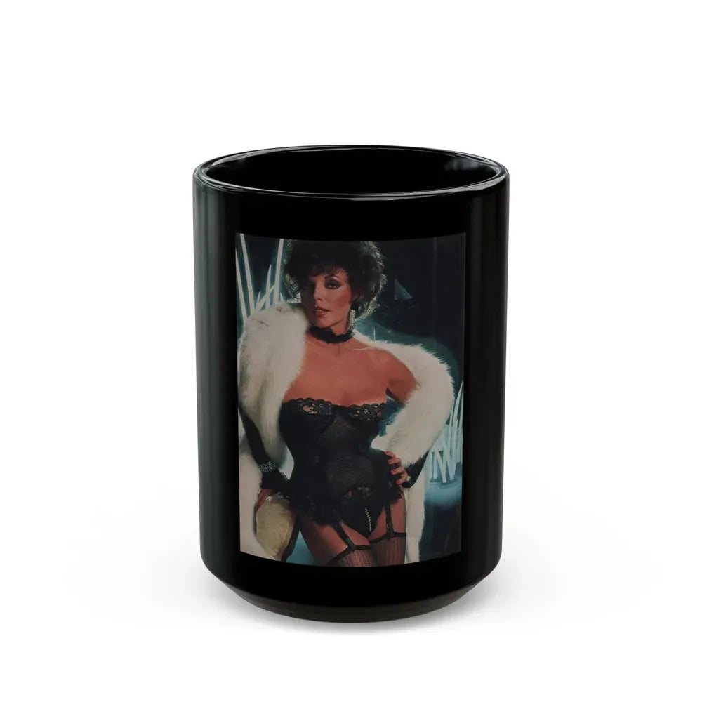 Joan Collins #385 - Dec. 1983 Playboy Photo (Vintage Female Icon) Black Coffee Mug 15oz - Go Mug Yourself