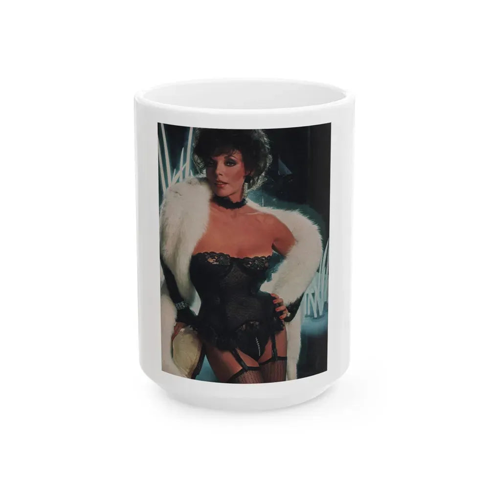 Joan Collins #385 - Dec. 1983 Playboy Photo (Vintage Female Icon) White Coffee Mug 15oz - Go Mug Yourself
