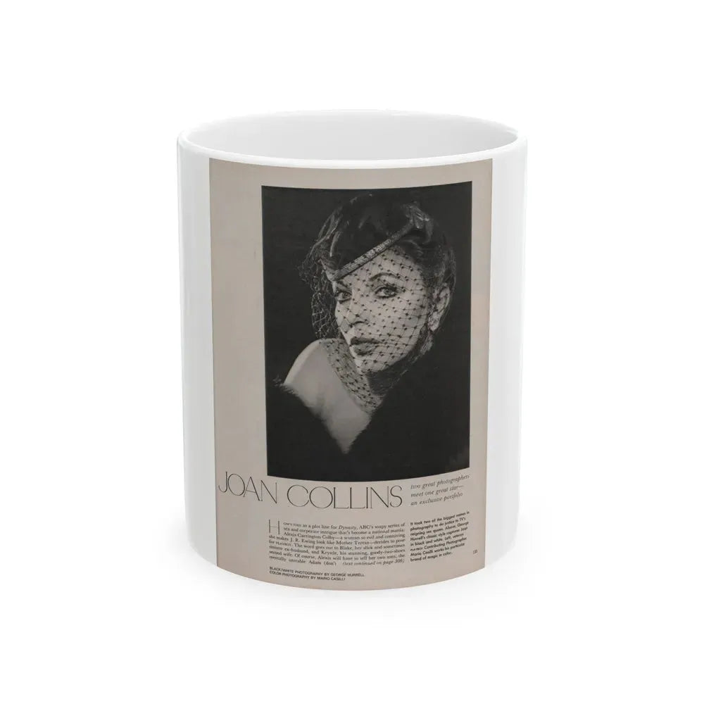 Joan Collins #386 - Dec. 1983 Playboy Photo (Vintage Female Icon) White Coffee Mug 11oz - Go Mug Yourself