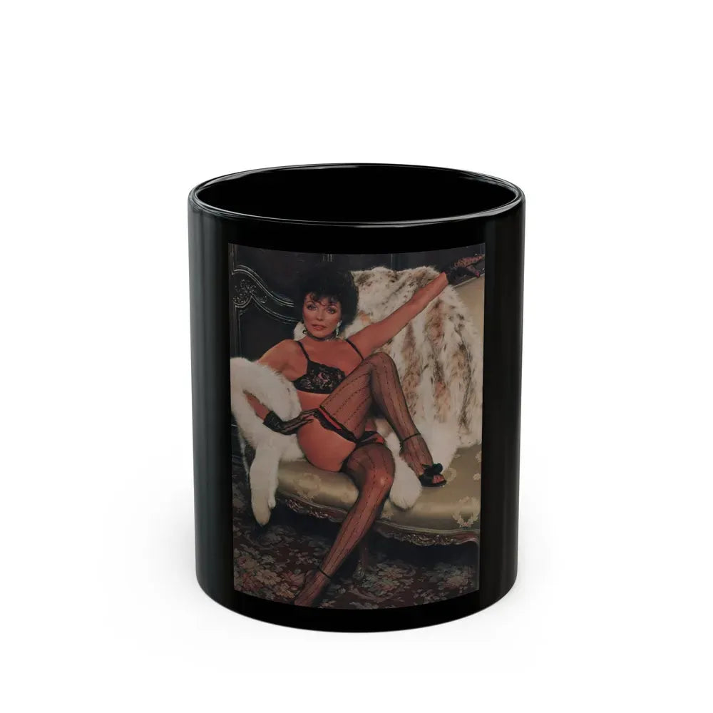 Joan Collins #387 - Dec. 1983 Playboy Photo (Vintage Female Icon) Black Coffee Mug 11oz - Go Mug Yourself