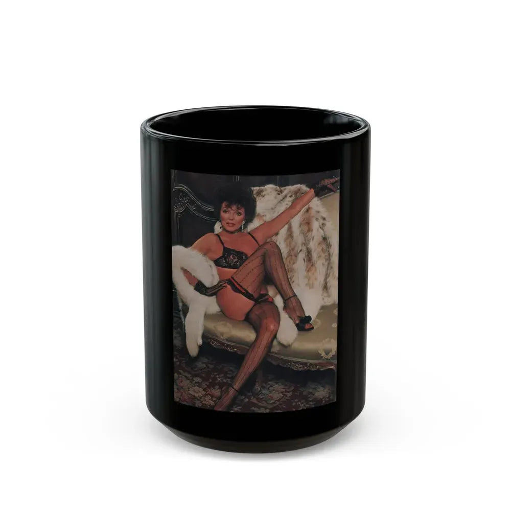 Joan Collins #387 - Dec. 1983 Playboy Photo (Vintage Female Icon) Black Coffee Mug 15oz - Go Mug Yourself