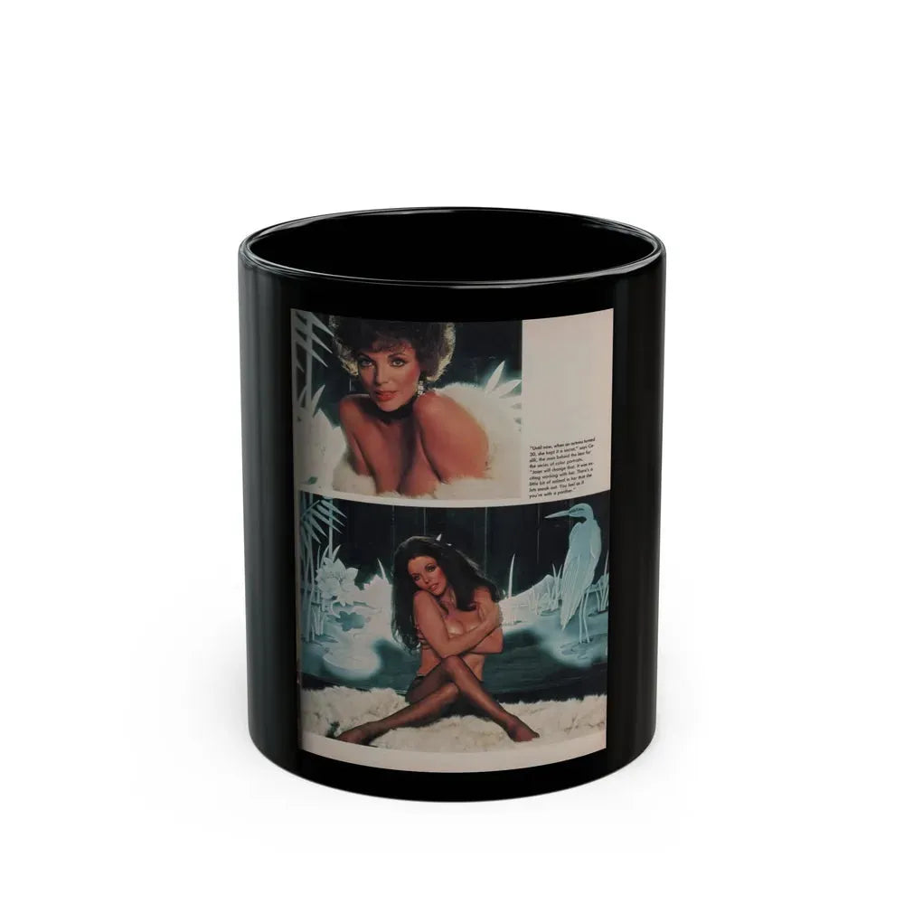 Joan Collins #388 - Dec. 1983 Playboy Photo (Vintage Female Icon) Black Coffee Mug 11oz - Go Mug Yourself