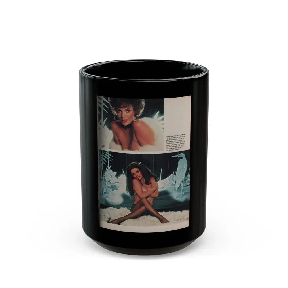 Joan Collins #388 - Dec. 1983 Playboy Photo (Vintage Female Icon) Black Coffee Mug 15oz - Go Mug Yourself