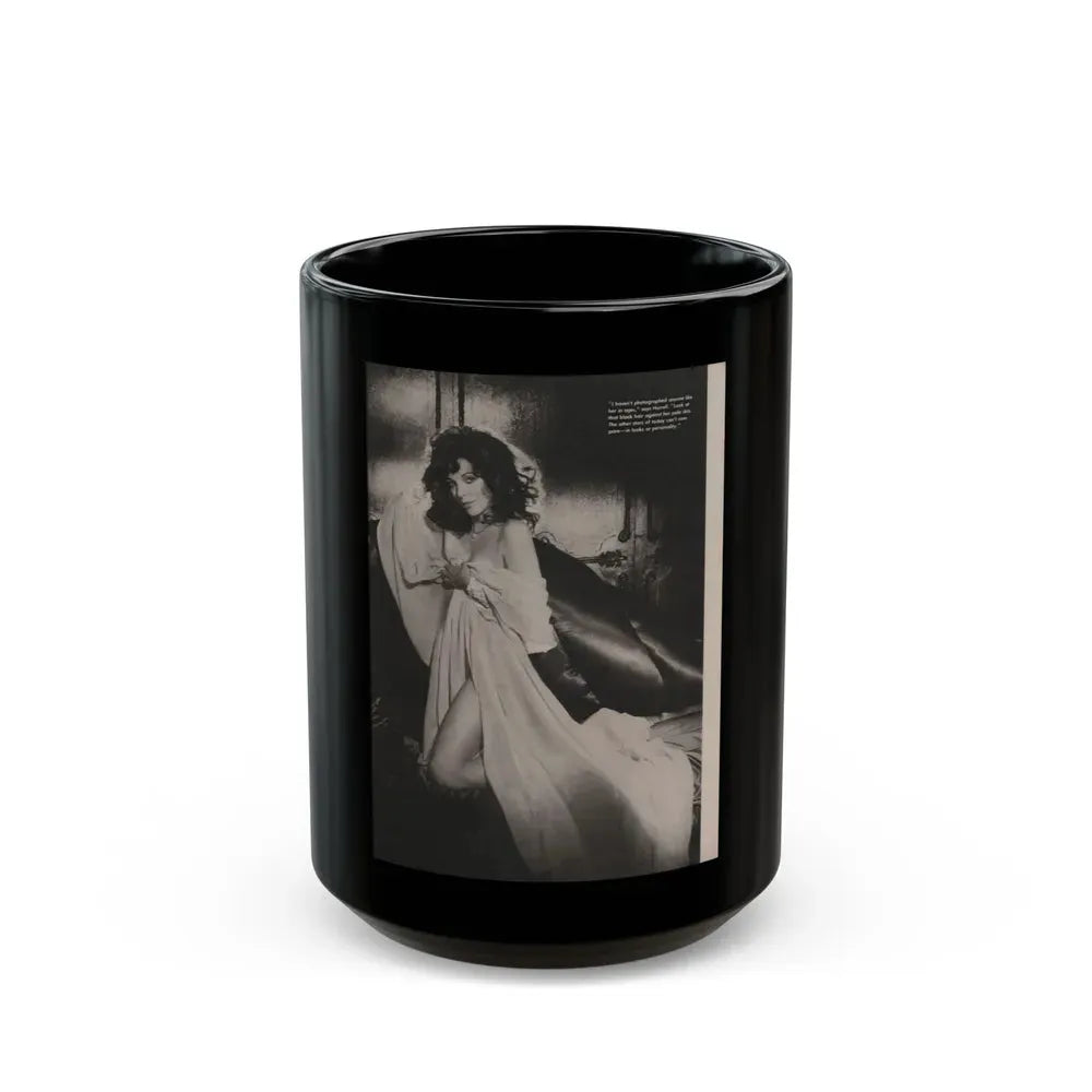 Joan Collins #392 - Dec. 1983 Playboy Photo (Vintage Female Icon) Black Coffee Mug 15oz - Go Mug Yourself