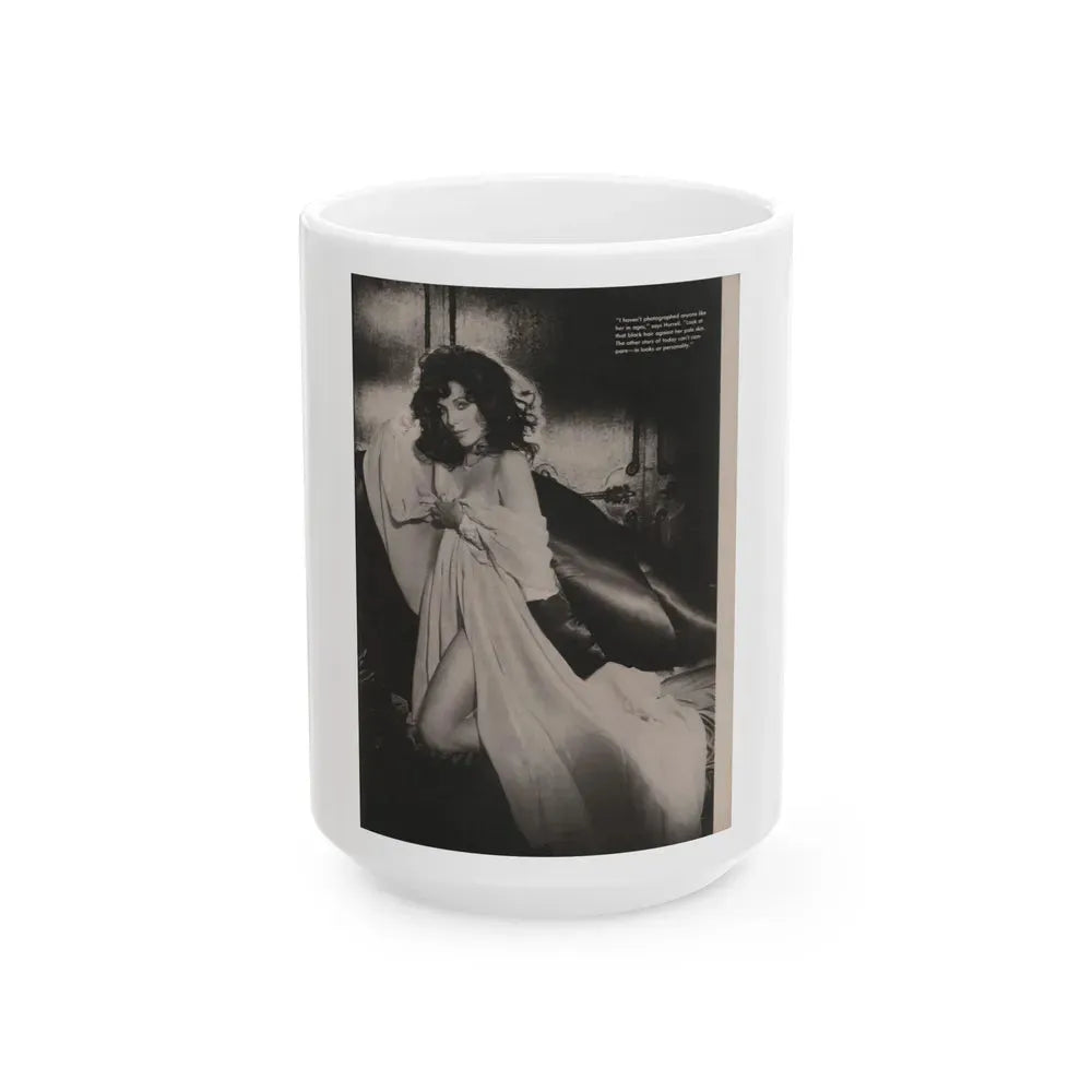 Joan Collins #392 - Dec. 1983 Playboy Photo (Vintage Female Icon) White Coffee Mug 15oz - Go Mug Yourself