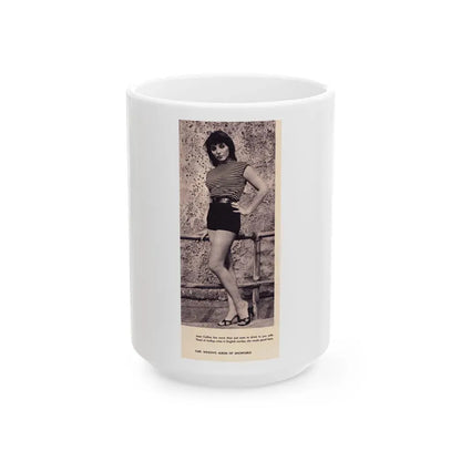 Joan Collins #396 - Earl Wilson's Showgirls Mag. '56 Photo (Vintage Female Icon) White Coffee Mug 15oz - Go Mug Yourself