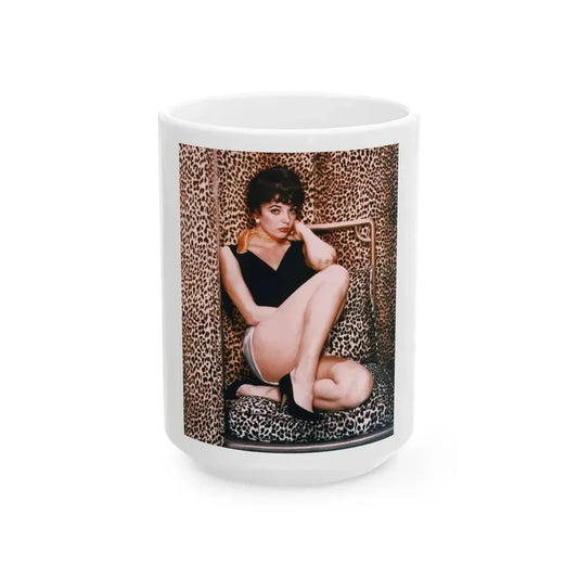 Joan Collins #40 (Vintage Female Icon) White Coffee Mug 15oz - Go Mug Yourself