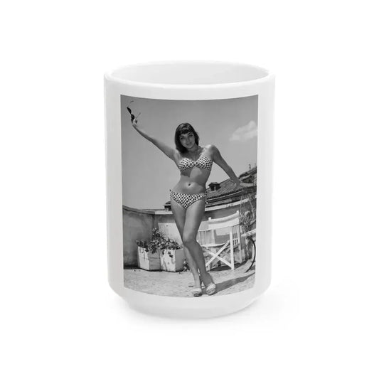 Joan Collins #404 (Vintage Female Icon) White Coffee Mug 15oz - Go Mug Yourself