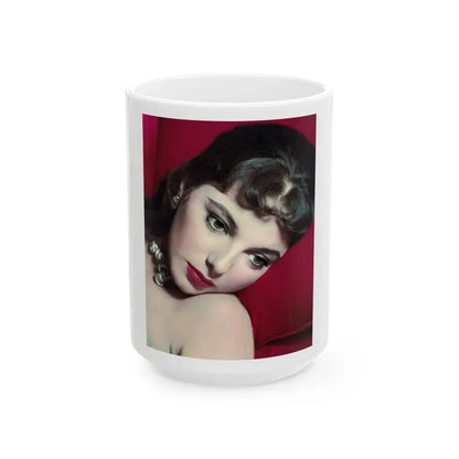 Joan Collins #407 (Vintage Female Icon) White Coffee Mug 15oz - Go Mug Yourself