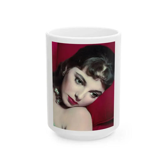Joan Collins #407 (Vintage Female Icon) White Coffee Mug 15oz - Go Mug Yourself