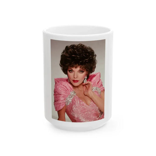 Joan Collins #418 (Vintage Female Icon) White Coffee Mug 15oz - Go Mug Yourself