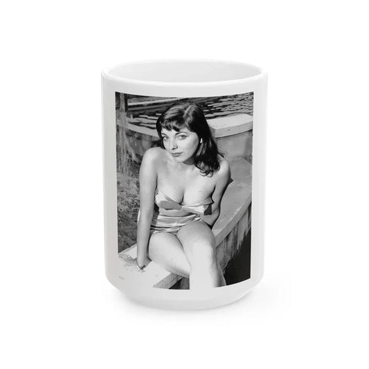 Joan Collins #420 (Vintage Female Icon) White Coffee Mug 15oz - Go Mug Yourself